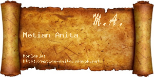 Metian Anita névjegykártya